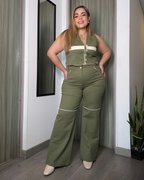 PANTALON DRILL VERDE 6277