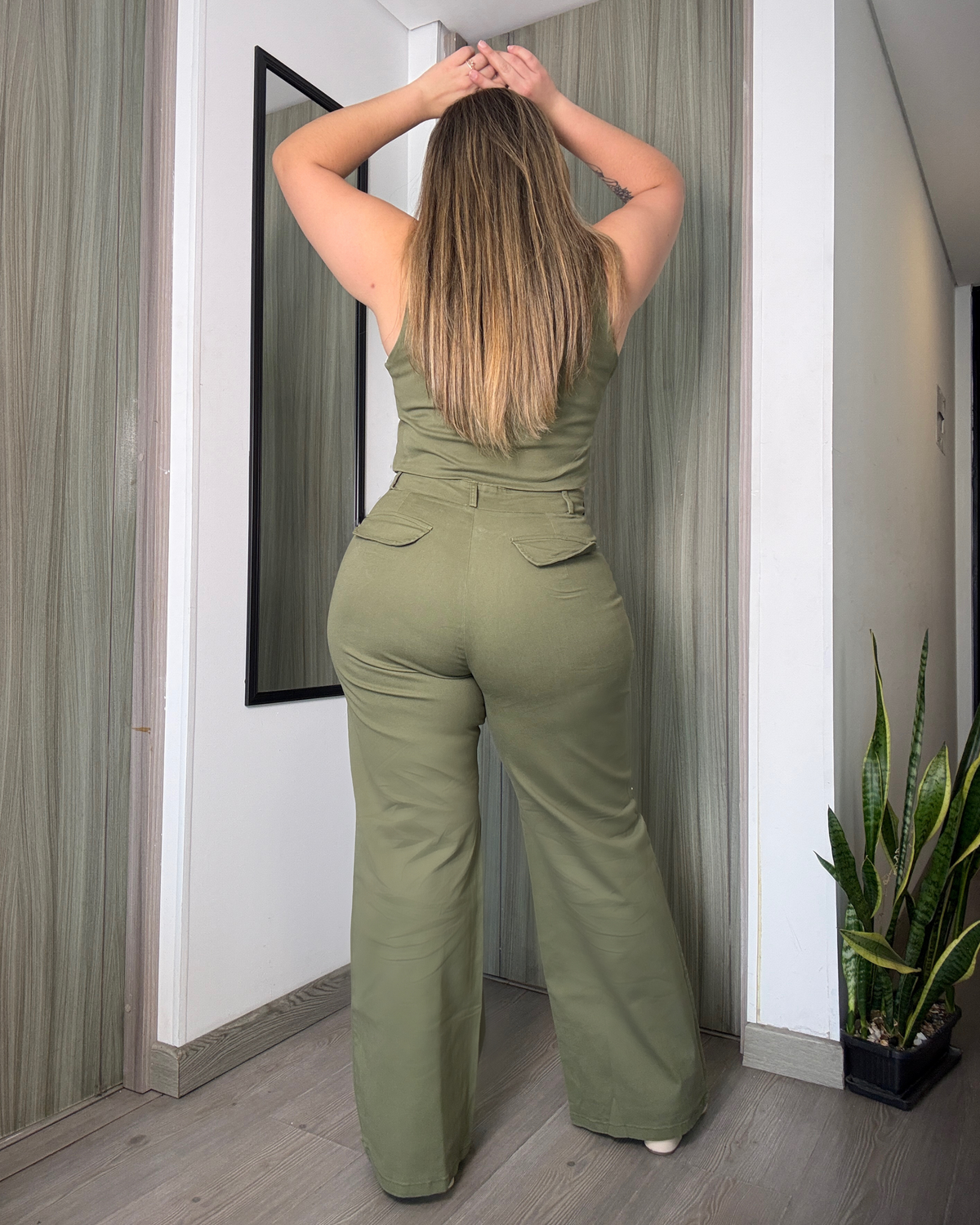 PANTALON DRILL VERDE 6277
