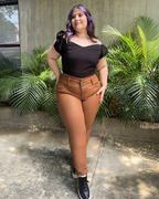 SKINNY EFECTO CUERO CAMEL 6153