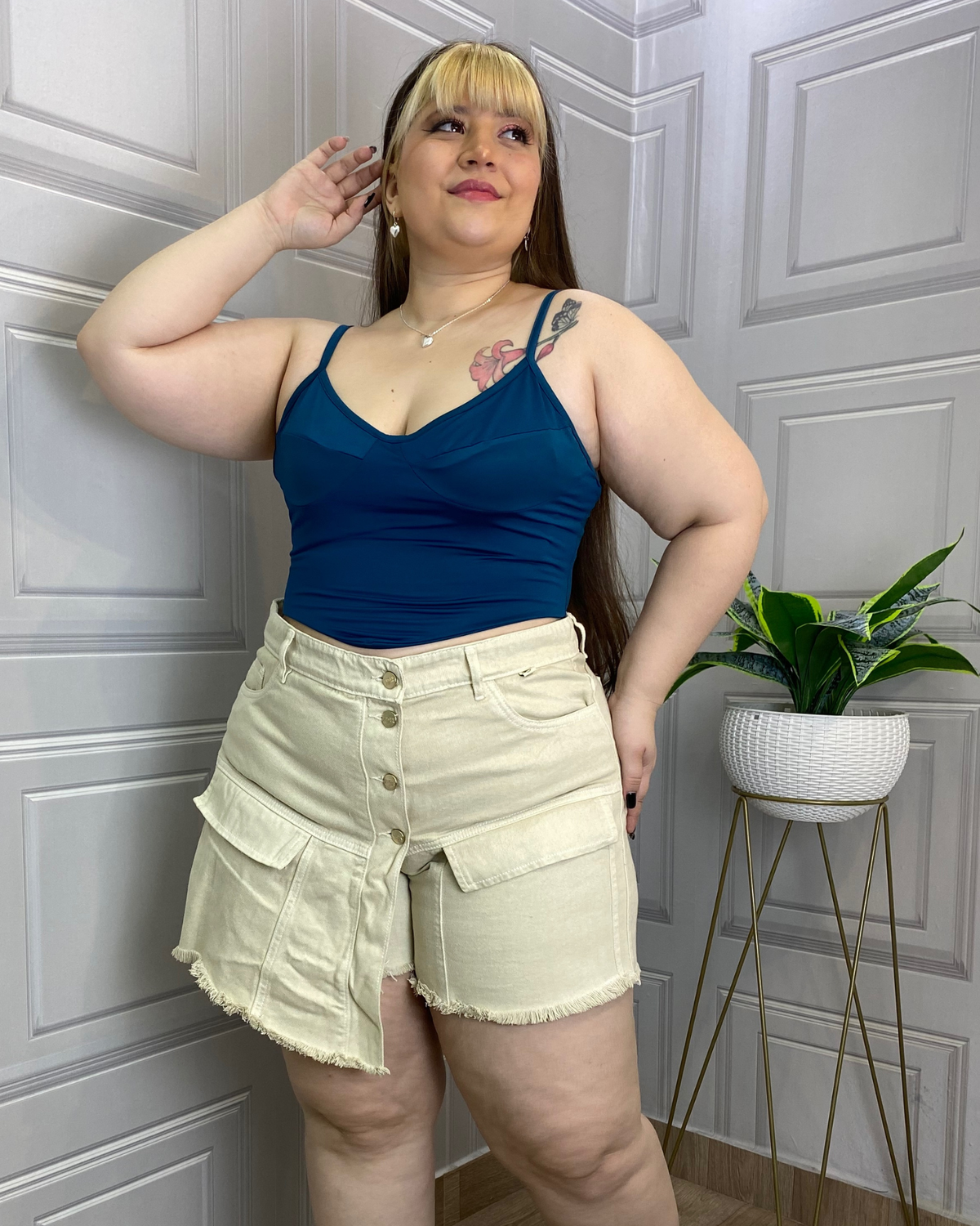 FALDA SHORT CARGO KAKI 6513