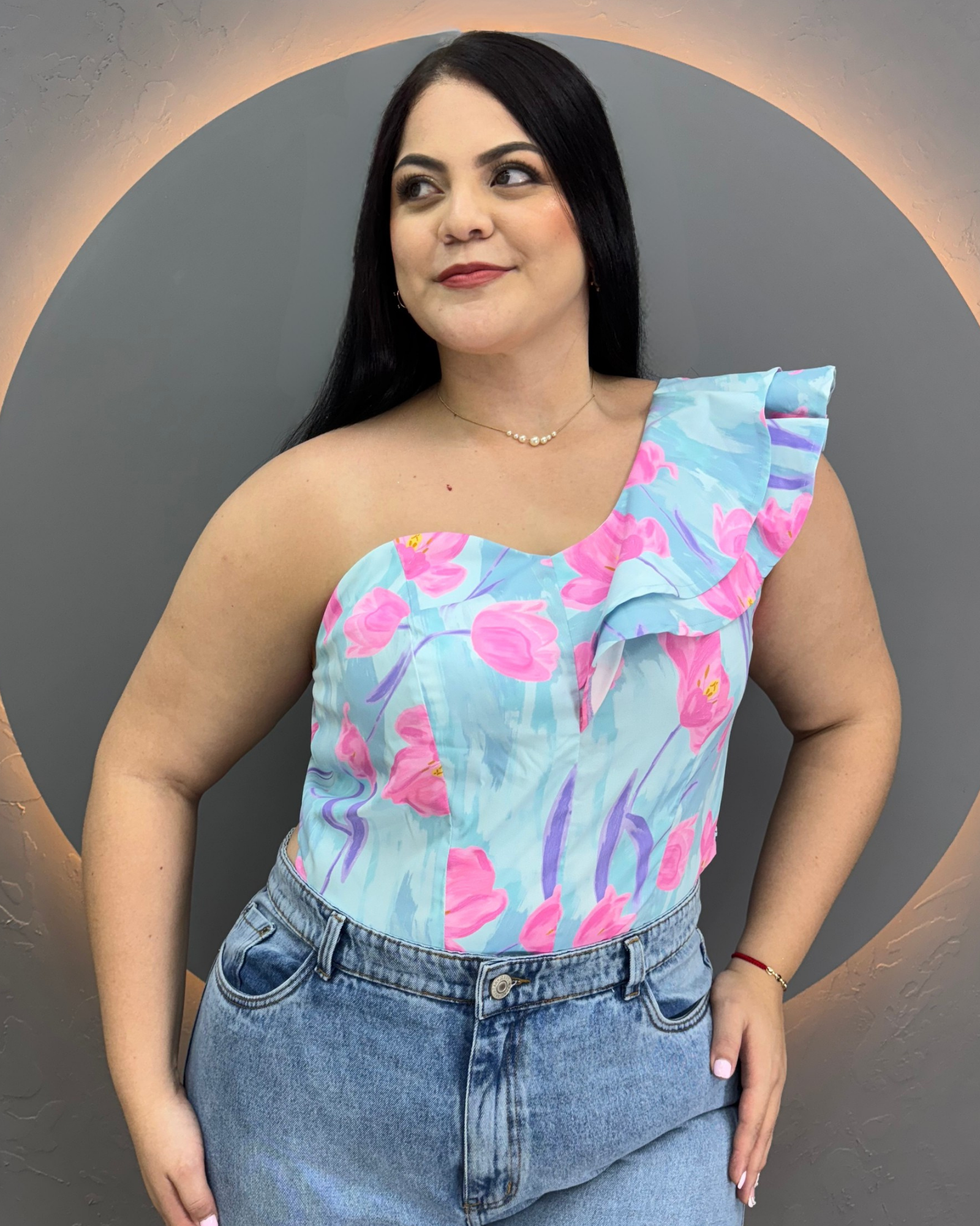 BLUSA GALERAS FLOR ROSA  GAL3