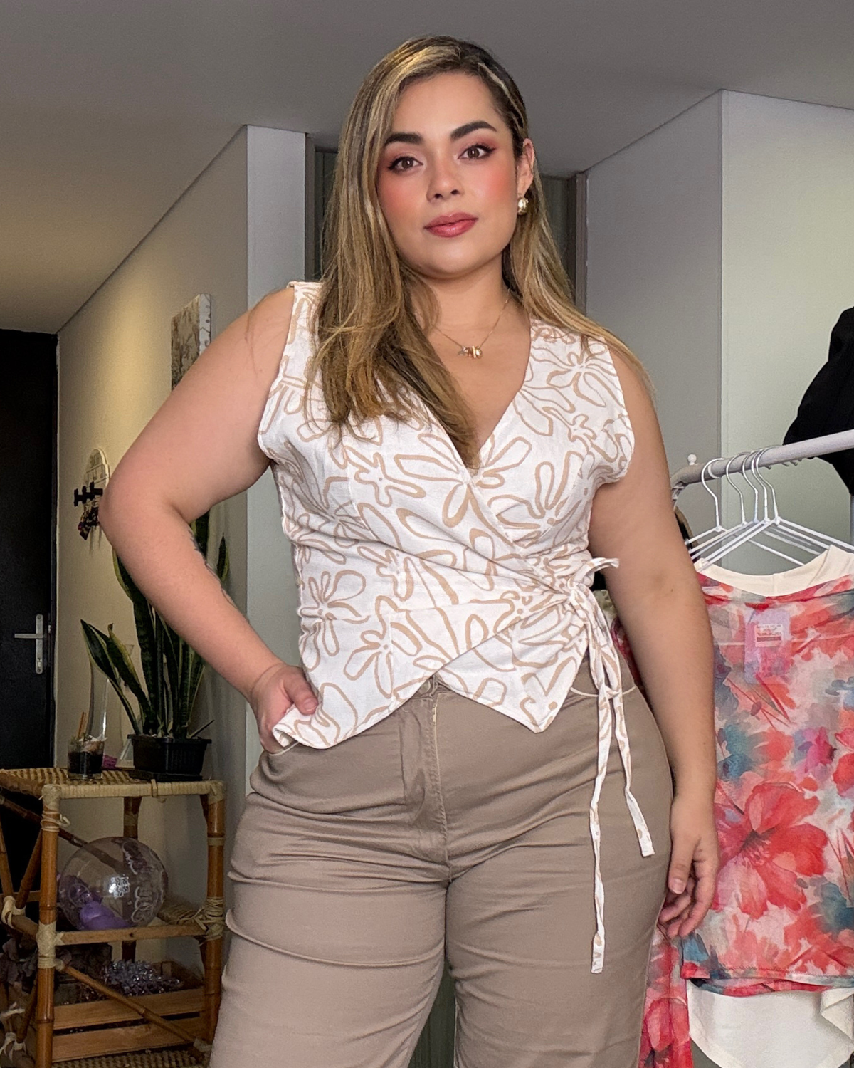 BLUSA COTA FLOR KAKI COT2